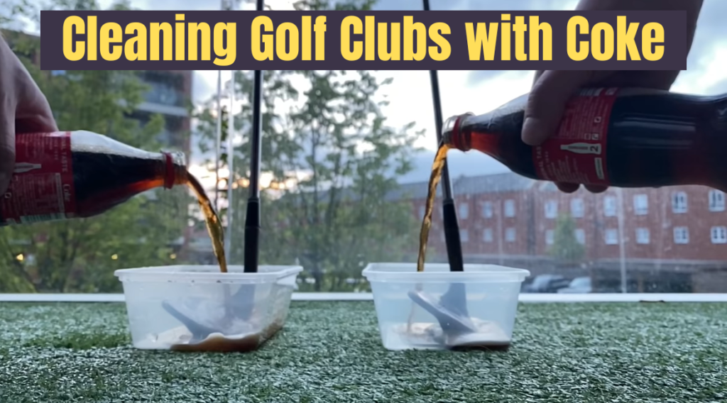 Cleaning golf clubs with coke